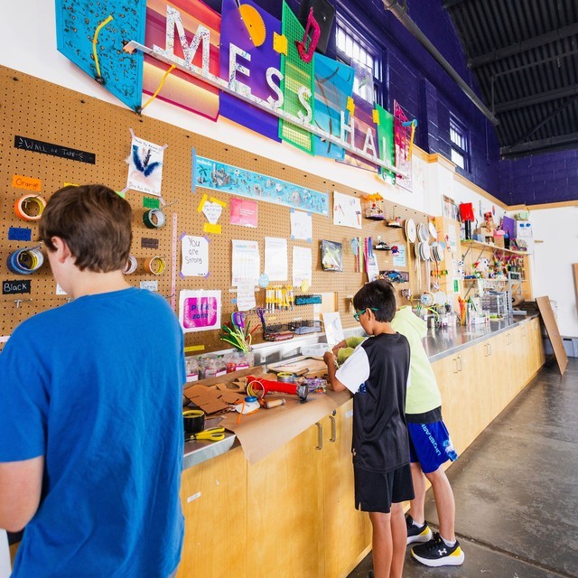 Kids Crafting in Mess Hall at Keystone Kidspace